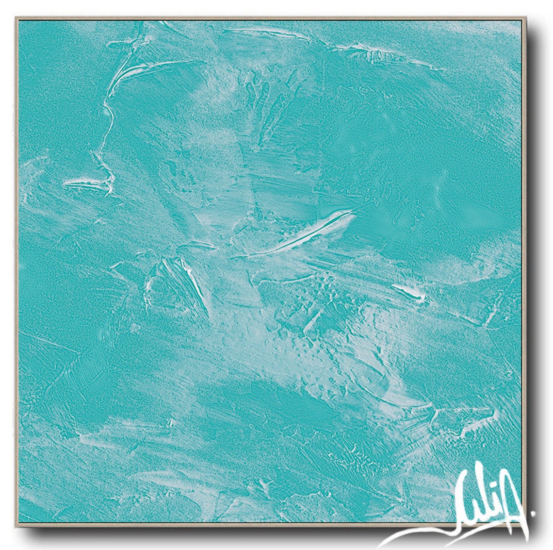 Turquoise Wall Art Minimalist Painting Zen Decor Abstract Etsy