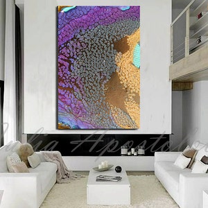 Canvas Wall Art Abstract Print Purple Painting Gold Abstract Huge Wall Art Modern Painting Abstract Canvas Purple Large Home Decor image 7