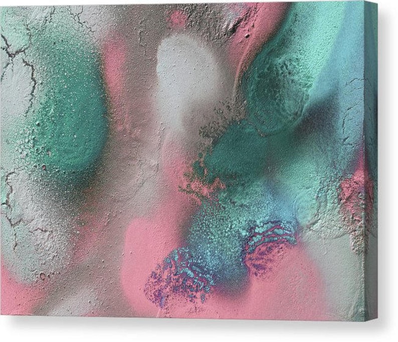 Turquoise Pink Wall Art Diptych Painting with Pastel Colors Etsy