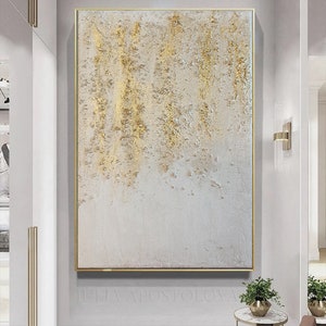 White Gold Wall Art, Large Original 3D Textured Painting, Wabi Sabi Art ...