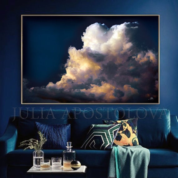 80'' CLOUD PAINTING Stormy Clouds Wall Art Minimalist Painting