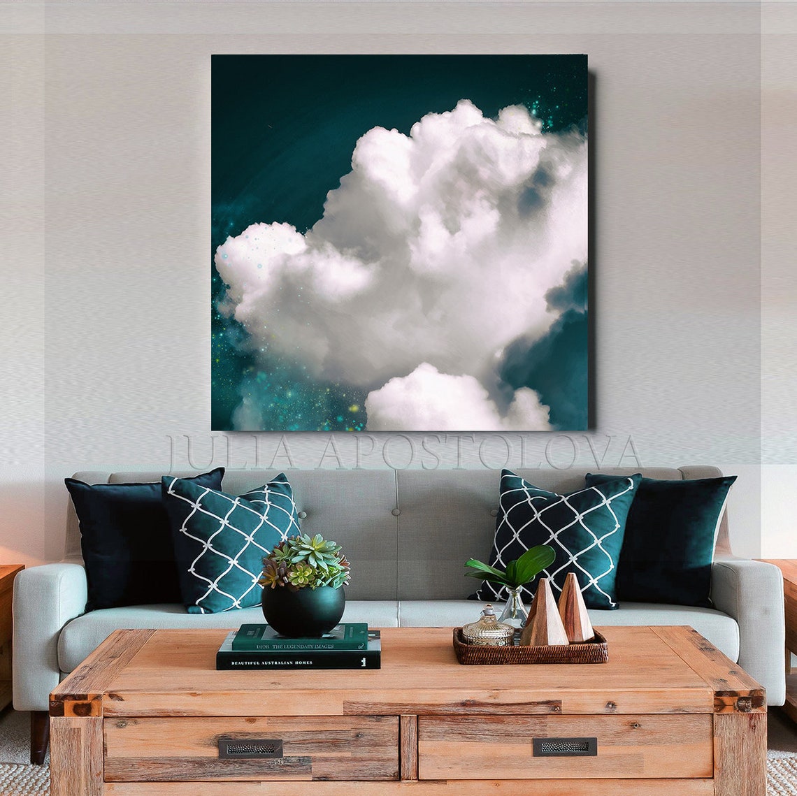 46'' Cloud Wall Art Framed Cloud Art Unique Wall Etsy