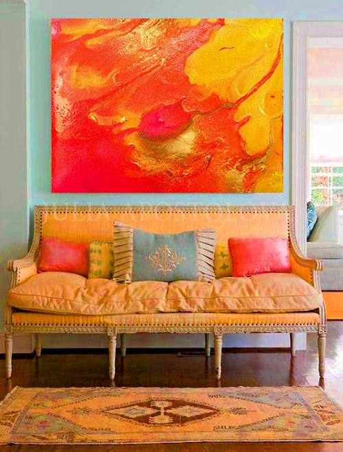 Orange Abstract Print Painting Red Yellow Orange Painting Etsy
