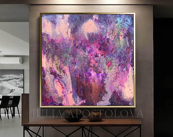 Art, ABSTRACT Print PURPLE PAINTING, Large Wall Art Decor, Pink, Landscape Abstract, Modern Wall Art, Purple Home Decor by Julia Apostolova