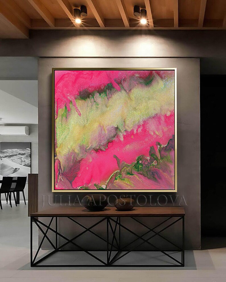 Pink Gold Wall Art Large Canvas Pink Painting Print up to Etsy