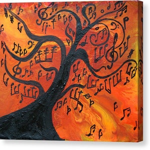 Music Painting Abstract Music Wall Art Musical Notes Musical Tree Modern Canvas Gift for Musician Large Wall Art Print Music Gift for Him image 5