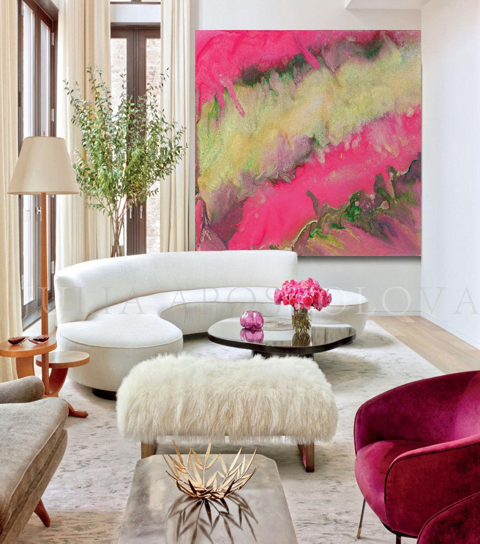 Pink Gold Wall Art Large Canvas Pink Painting Print up to Etsy