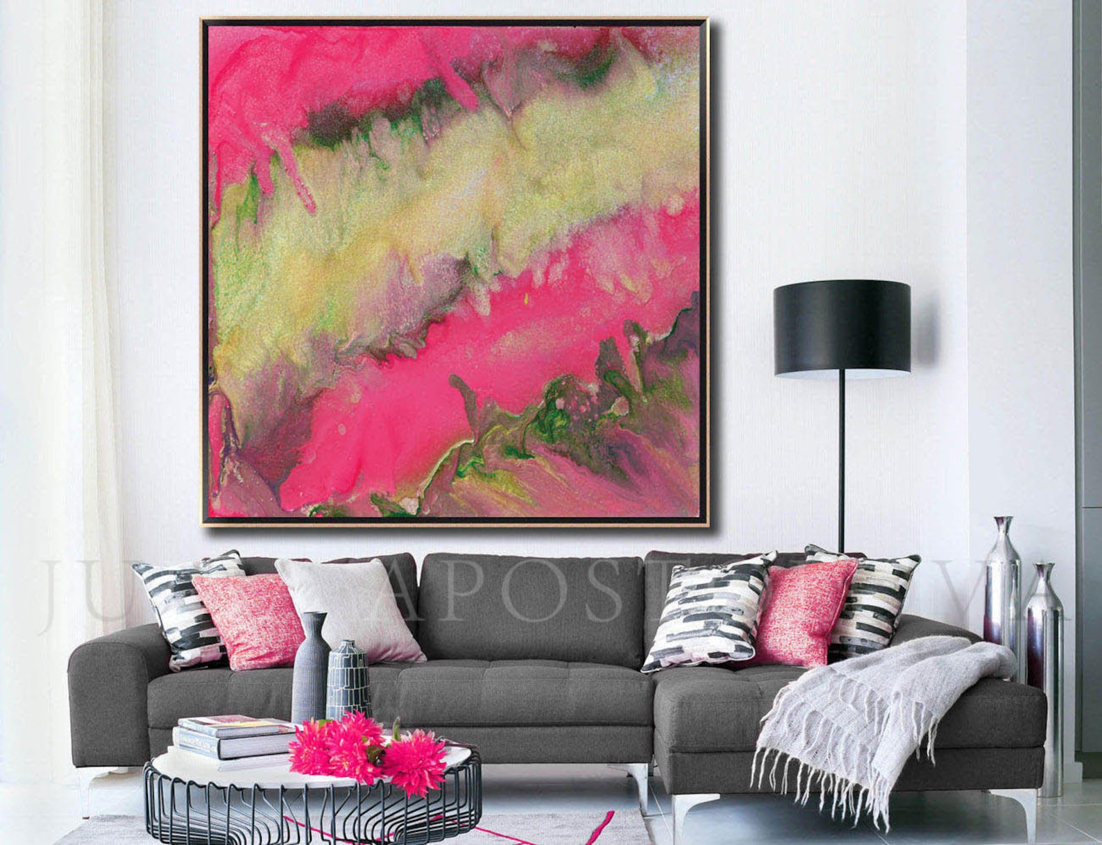 Pink Gold Wall Art Large Canvas Pink Painting Print up to Etsy
