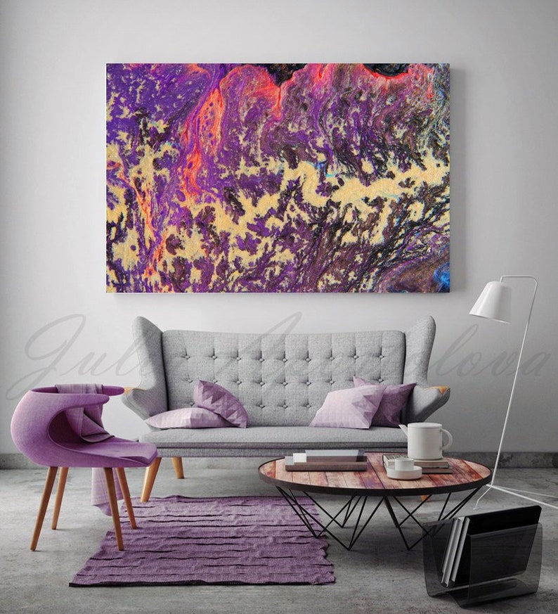 Large Wall Art Purple Abstract Painting Print Acrylic | Etsy