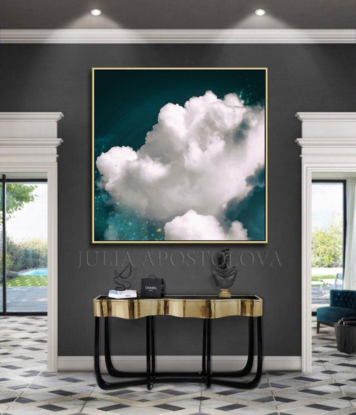 46'' Cloud Wall Art Framed Cloud Art Unique Wall Etsy