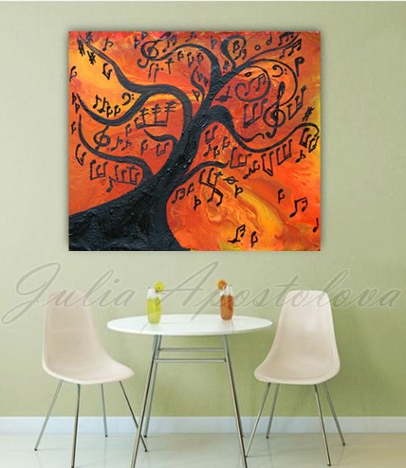 Music Painting Abstract Music Wall Art Musical Notes Musical Tree Modern Canvas Gift for Musician Large Wall Art Print Music Gift for Him image 8