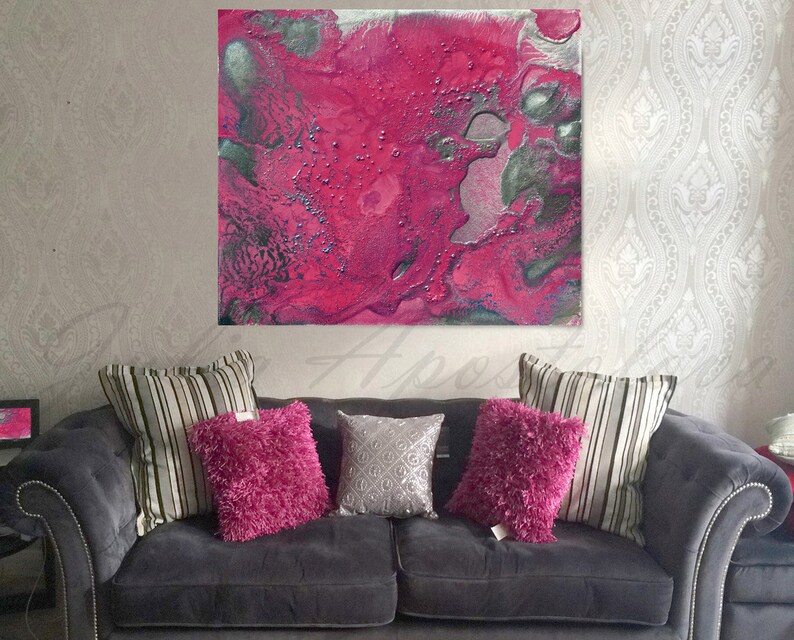 48'' Pink Abstract Art Canvas Painting Print Pink Etsy