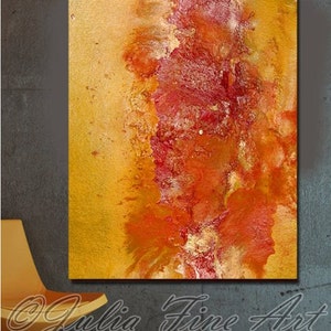 Abstract Print, Yellow Orange Gold Modern Wall Decor, Canvas Painting ...
