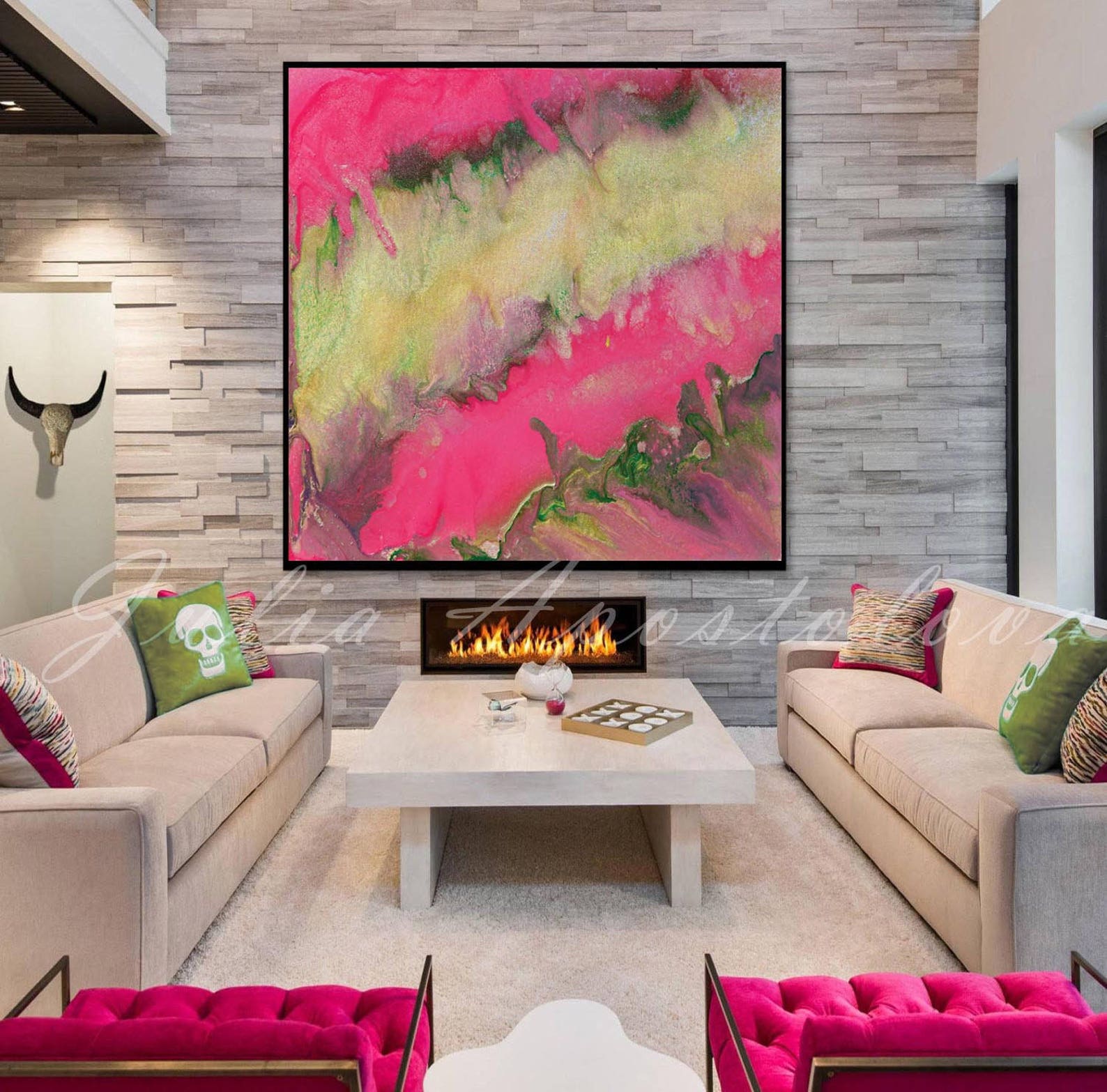 Pink Gold Wall Art Large Canvas Pink Painting Print up to Etsy