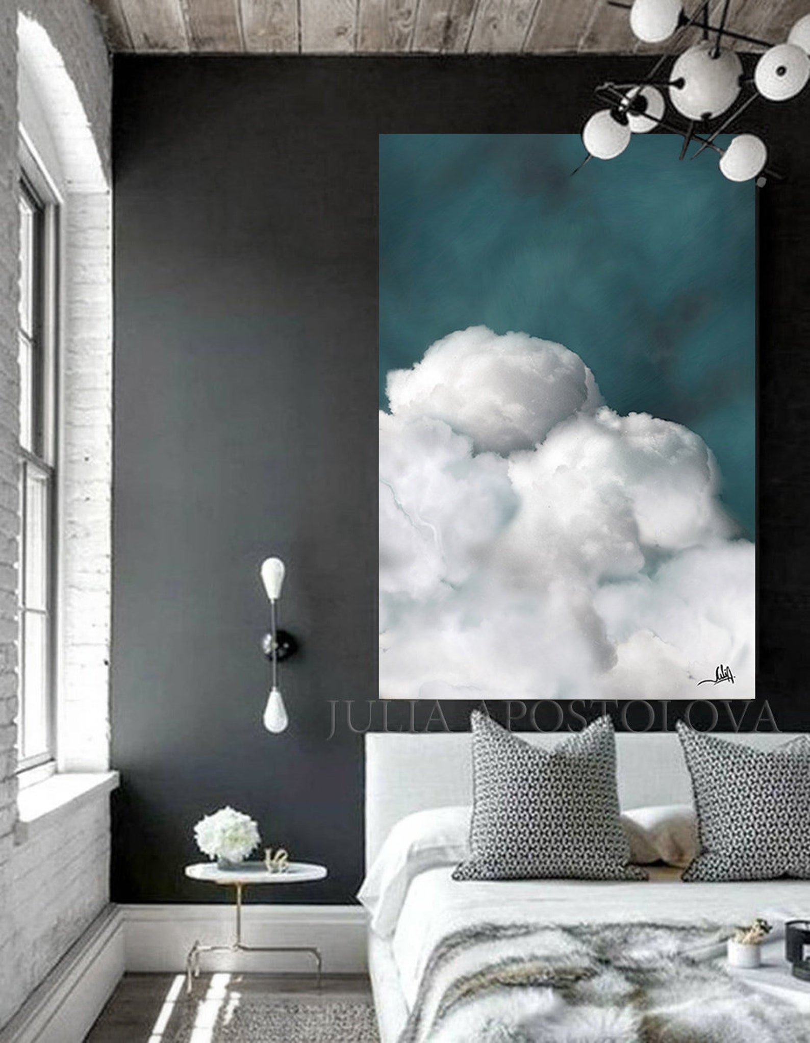 Dreamy Wall Art Large Cloud Painting Bedroom Decor Cloud Etsy