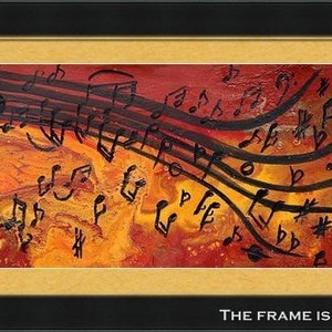 Abstract Print, Musical Notes, Music painting, Abstract music art print, Modern Art Print on Canvas, Orange, Yellow, Black, Large Wall Decor image 7