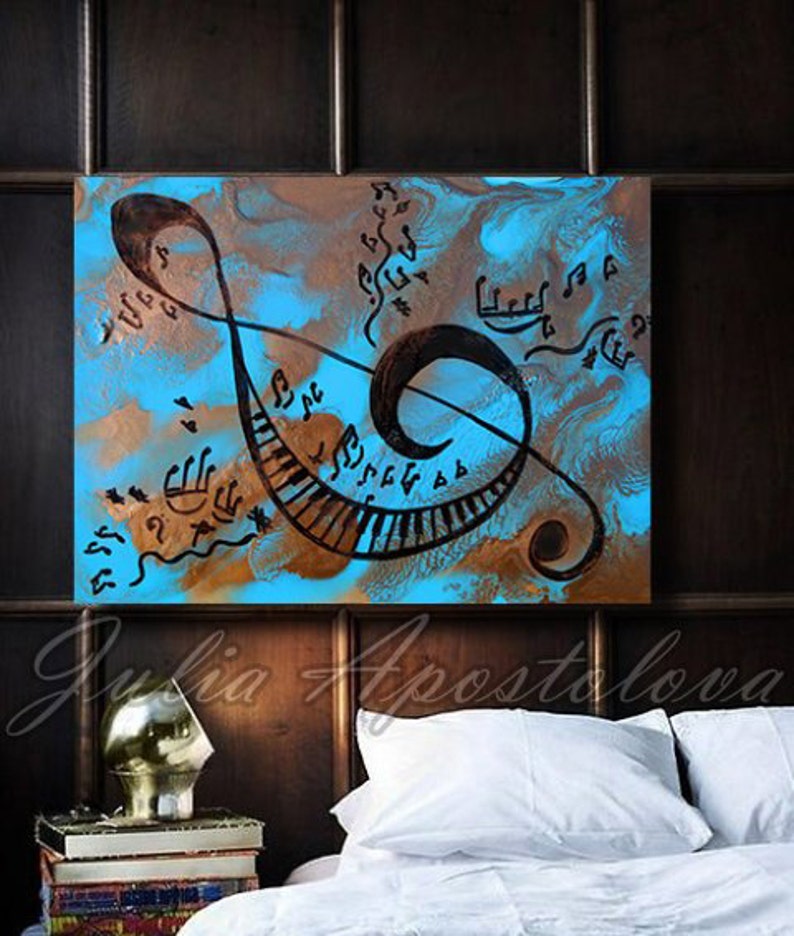 Musical Notes Art Abstract Music Painting Gift for Musician Etsy