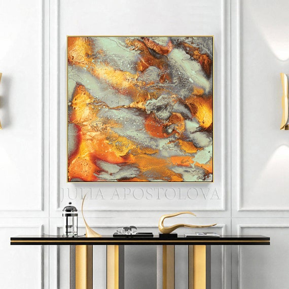 Grote Wall Art Gold Abstract Painting Print voor Glam Decor Luxe