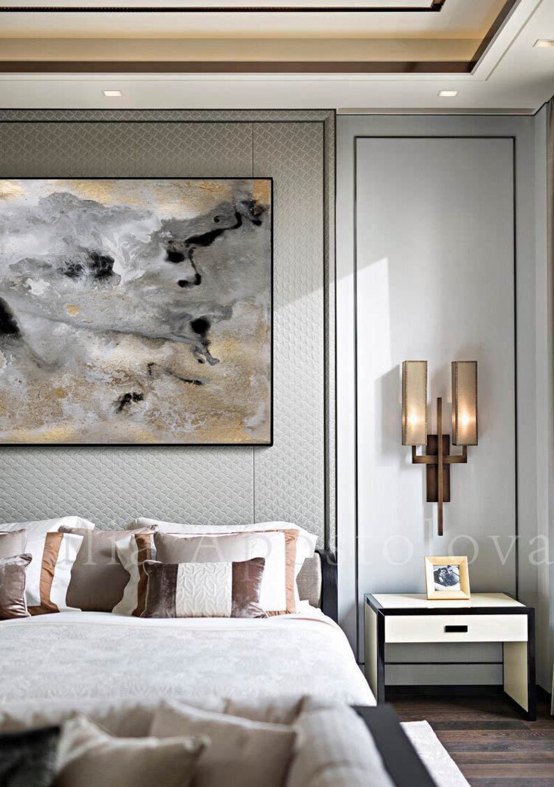 Rectangle Wall Art Gold Leaf Print Large Abstract Canvas ...