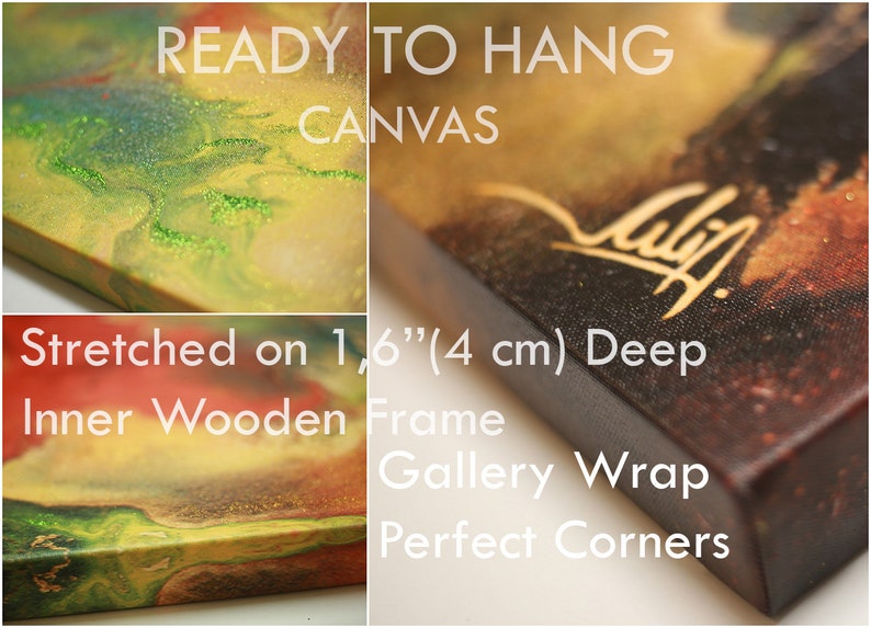 Large Wall Art Abstract Canvas Art Red and Gold Print Gold Etsy