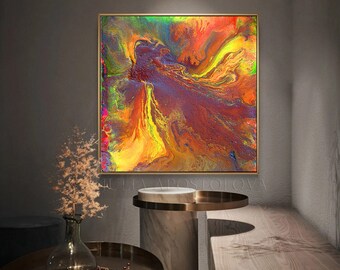 Art, Abstract Print, Large Colorful Painting, Brown Art, Orange Painting, Copper, Gold Abstract, Wall Art, Julia Apostolova