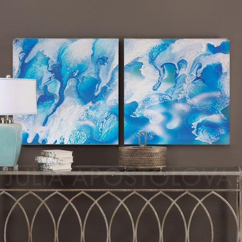 Tropical Escape Aqua Blue Wall Art Canvas Art Print Beach Etsy