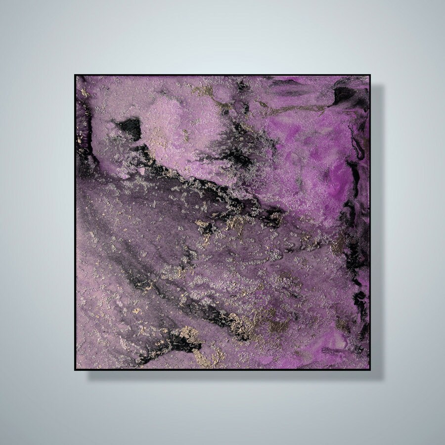 Purple and Black Large Wall Art Purple Abstract Painting Etsy