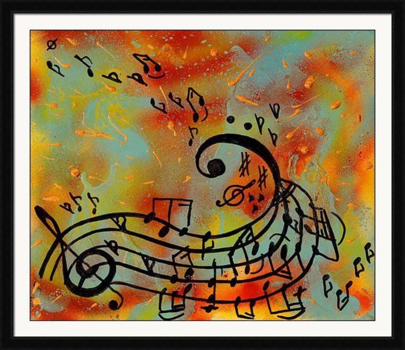 Music Notes Painting Abstract Music Art Print Musical Notes Etsy