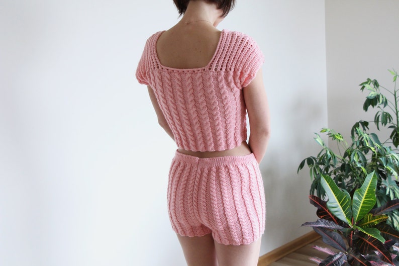 Fashion knit lingerie women knitted underwear pink knitted | Etsy