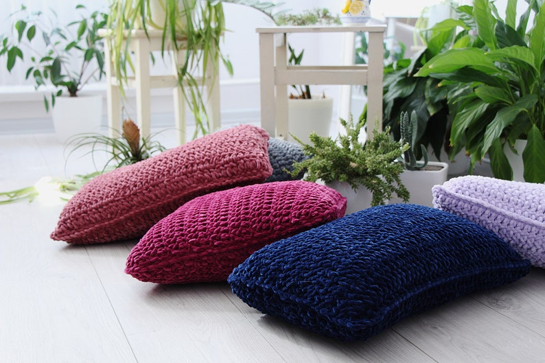 Soft velvet  pillows  Hand knit  pillow  cases Bohemian home 