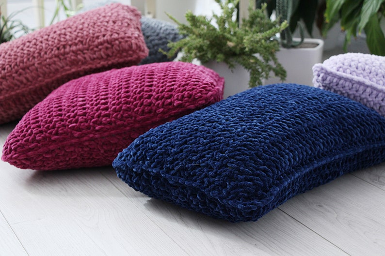 Soft velvet  pillows  Hand knit  pillow  cases Bohemian home 