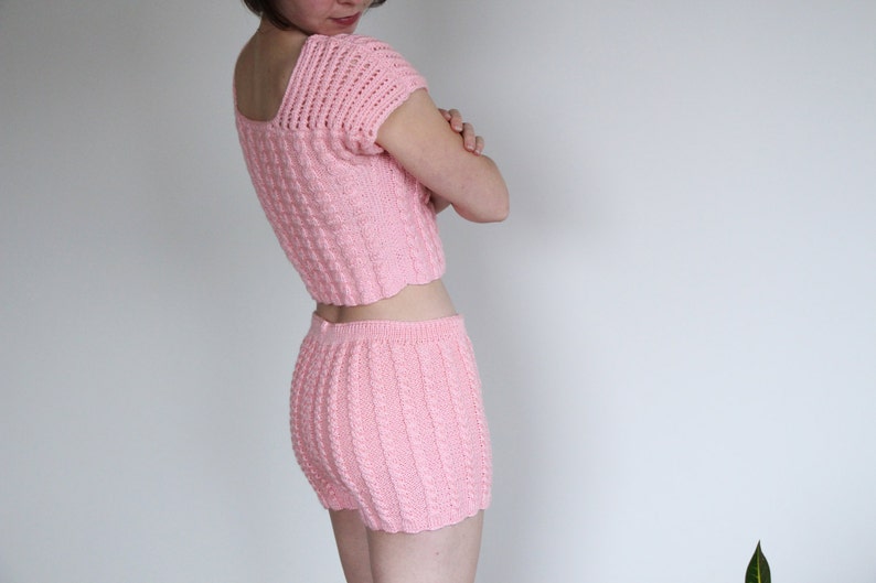 Fashion knit lingerie women knitted underwear pink knitted Etsy