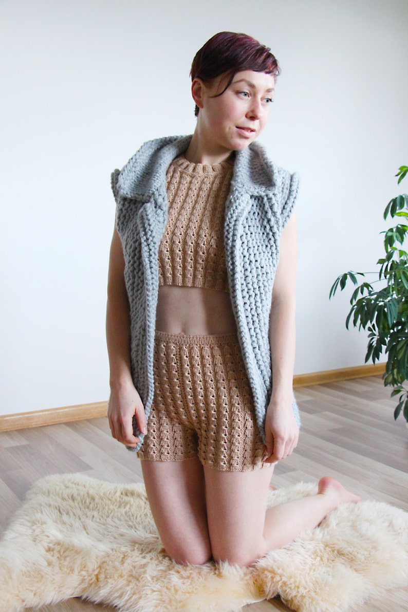 sleeveless waistcoat thick winter vest bulky knit vest Chunky knit vest vest sweater open knit cardigan gray knit vest knit jacket