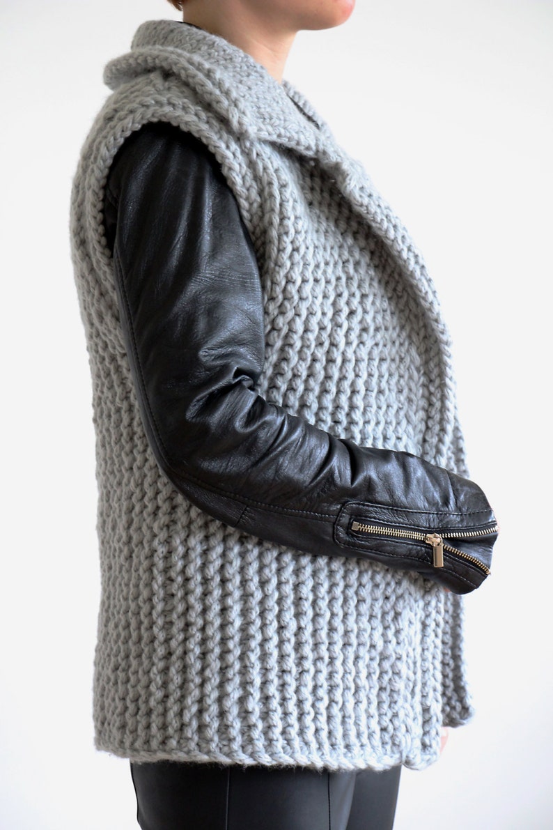sleeveless waistcoat thick winter vest bulky knit vest Chunky knit vest vest sweater open knit cardigan gray knit vest knit jacket
