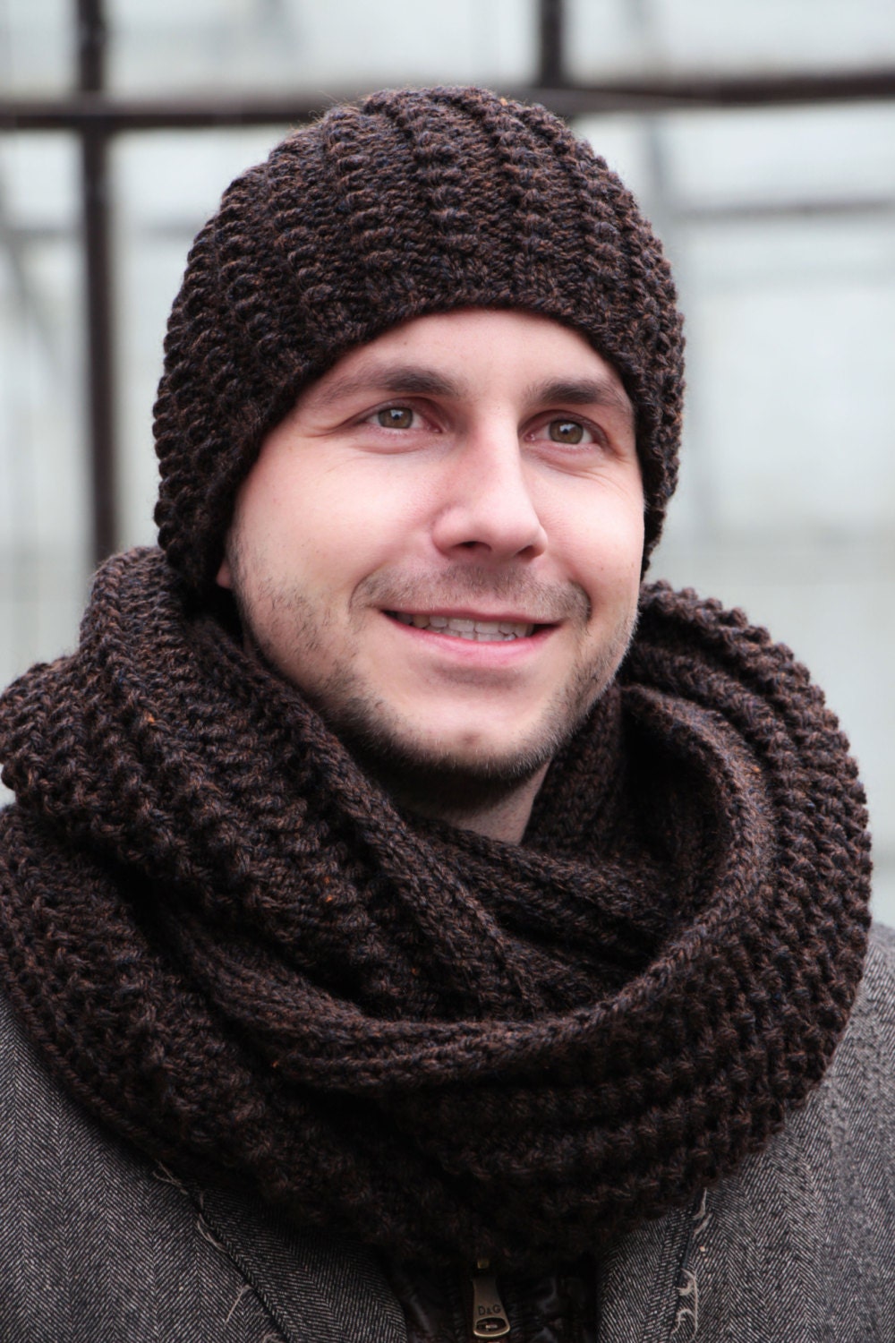 Winter hat knitwear brown men knitted beanies men warm wool | Etsy