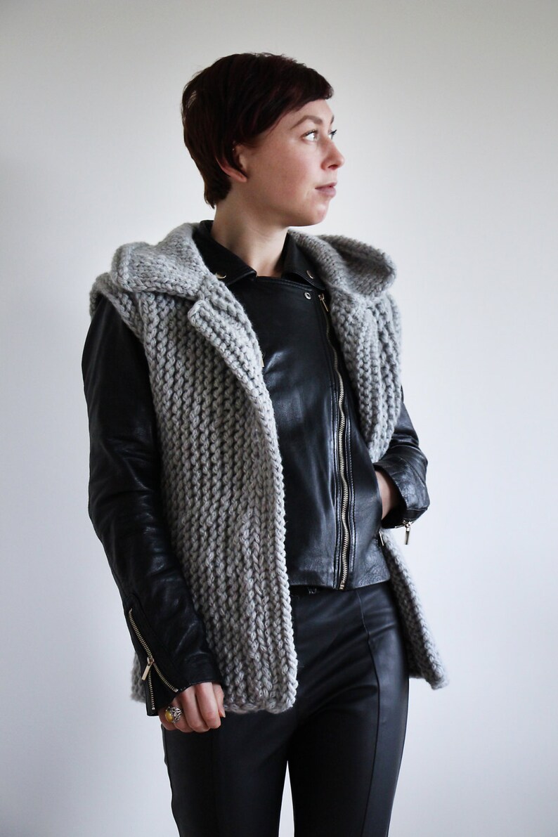 sleeveless waistcoat thick winter vest bulky knit vest Chunky knit vest vest sweater open knit cardigan gray knit vest knit jacket