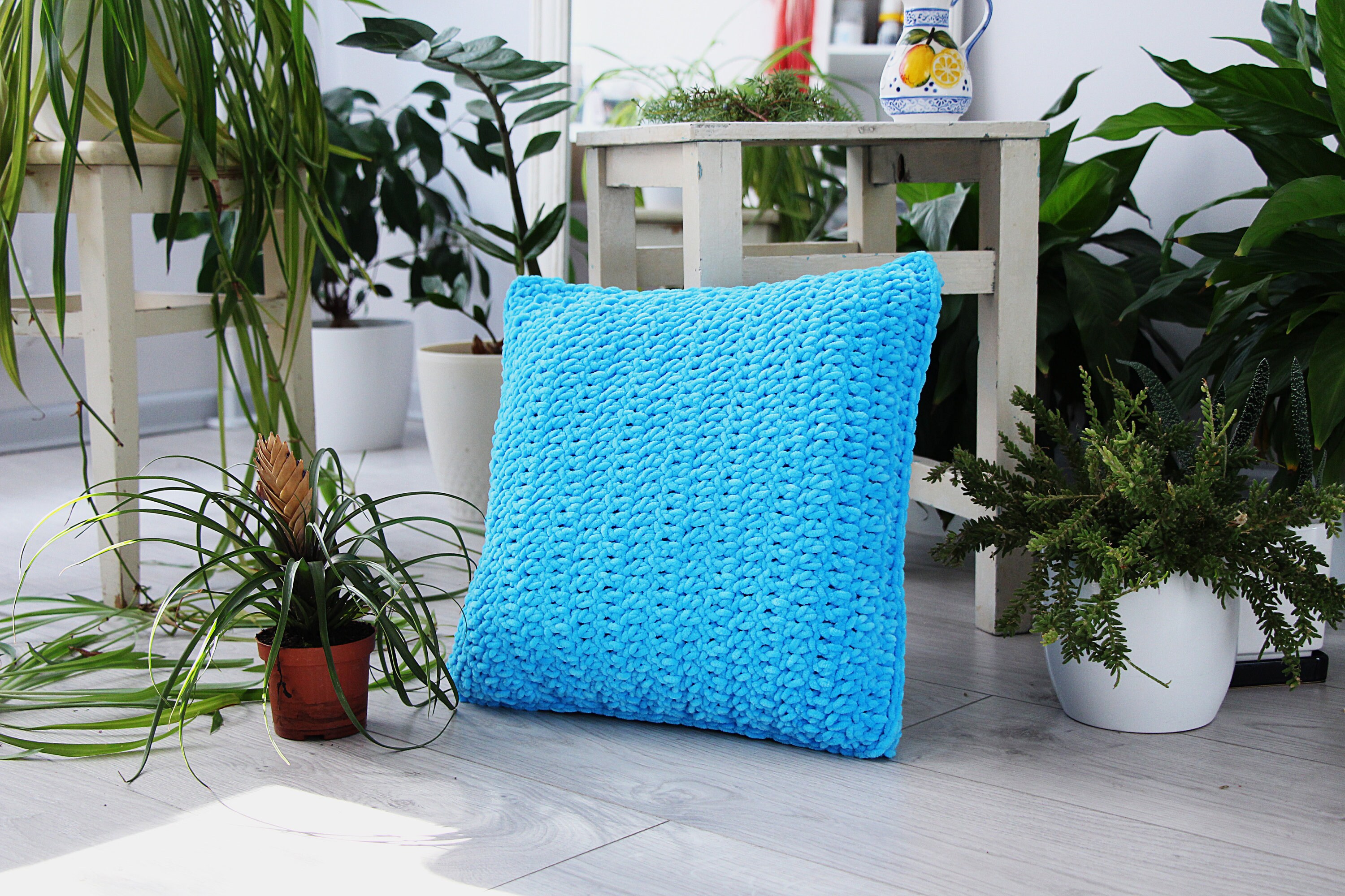 Sky blue velvet pillow decorative pillows for couch Etsy