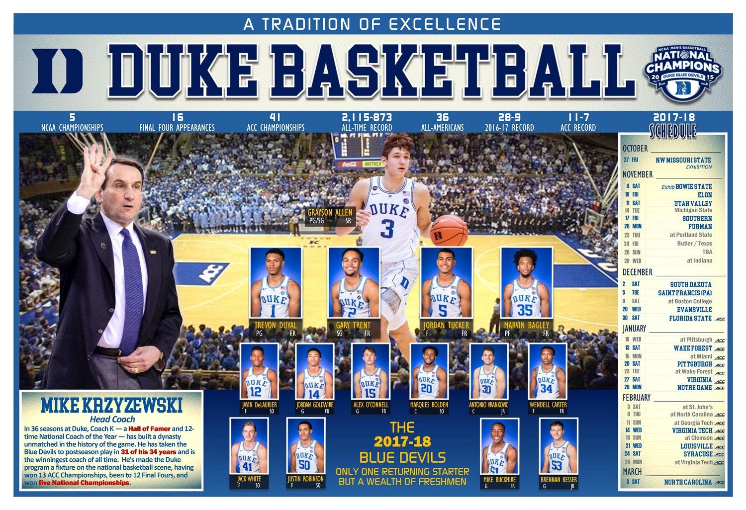 Duke Blue Devils Basketball Schedule Examples and Forms