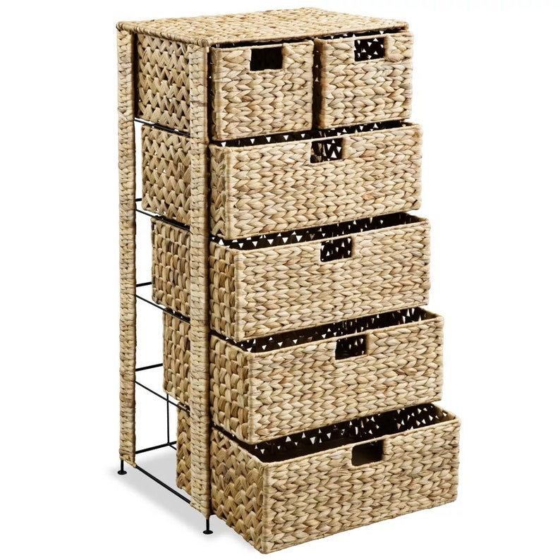 Large Wicker Storage Unit with 6 Baskets 47x37x100 cm Water Etsy