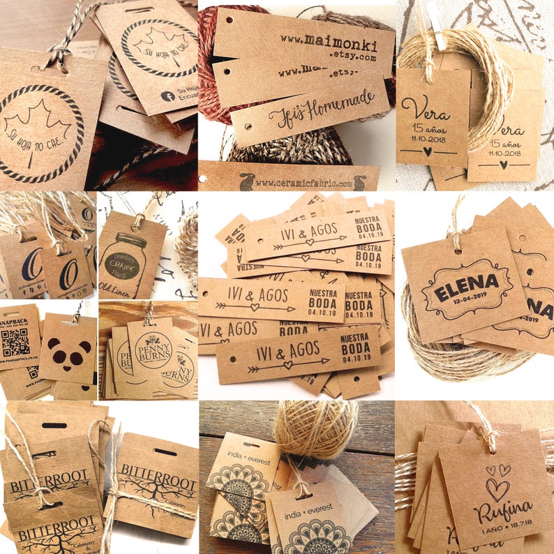 50 Hang Tags Kraft Paper Kraft Cardstock Personalized Brown Etsy
