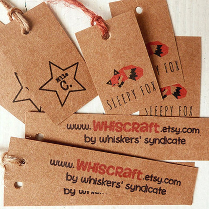 KRAFT TAGS and STRING 50 Custom Hang Tag Colour Printed Etsy