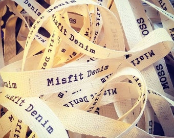 Custom Clothing Twill Label  3/8" - 1 cm, 5 YARDS (around 90 pcs.) Fabric Label, Personalized Cotton Label, Garment Label