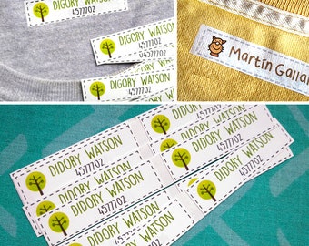 60 Iron on labels, custom clothing labels, kids name labels, camp labels, iron on cloth labels, personalized labels, name tags labels