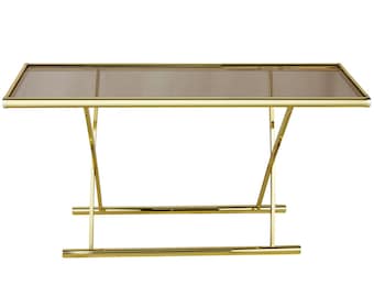 Brass Console Table | Smoked Glass | X-Base