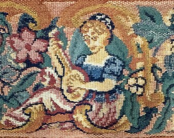 European Style Tapestry Wall Hanging of Peacock in Lush Garden