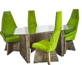 Rare Brutalist Dining Table Chairs by Adrian Pearsall 1970s
