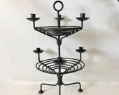 Vintage Wrought Iron Tiered Six Candles Candelabra