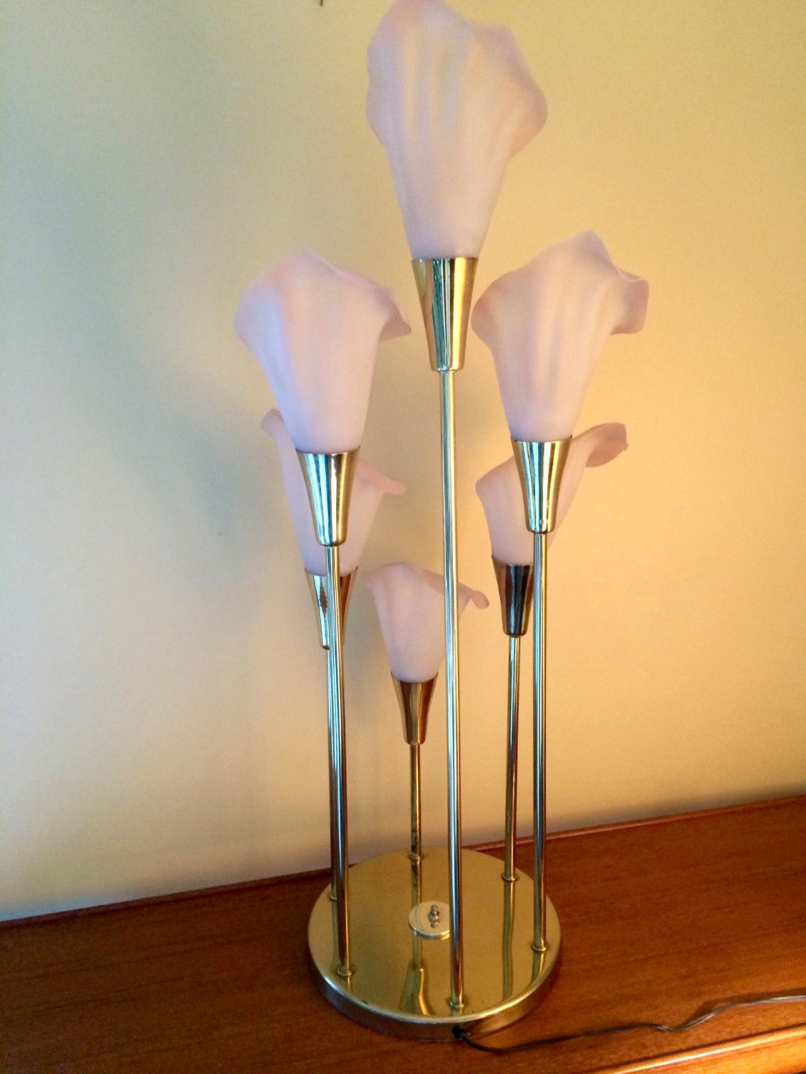 Calla Lilies Lamp Mid Century Modern Brass 6 Light Lamp with Etsy