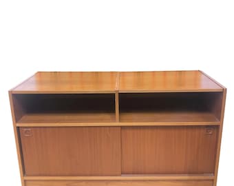 Mid Century Danish Modern Teak Entertainment Console Record Cabinet