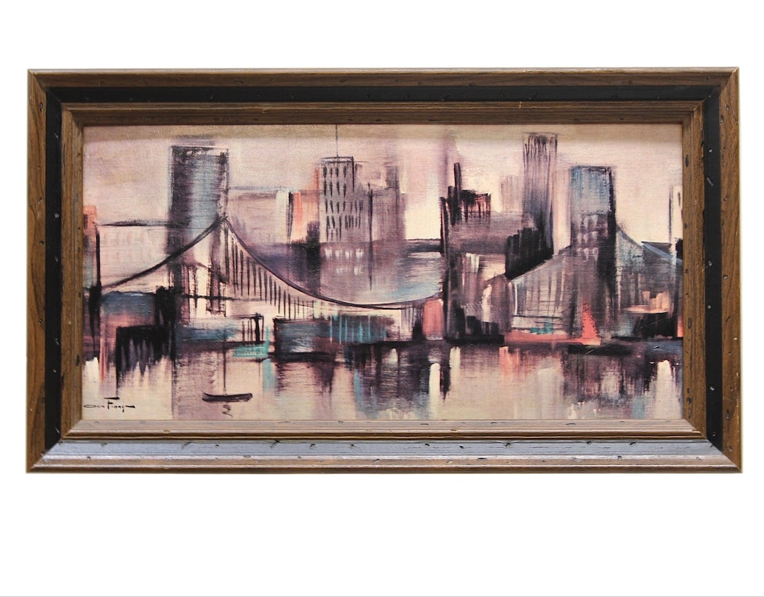 Vintage Waterfront Bridge Cityscape Wall Art by Ozz Franca - Etsy